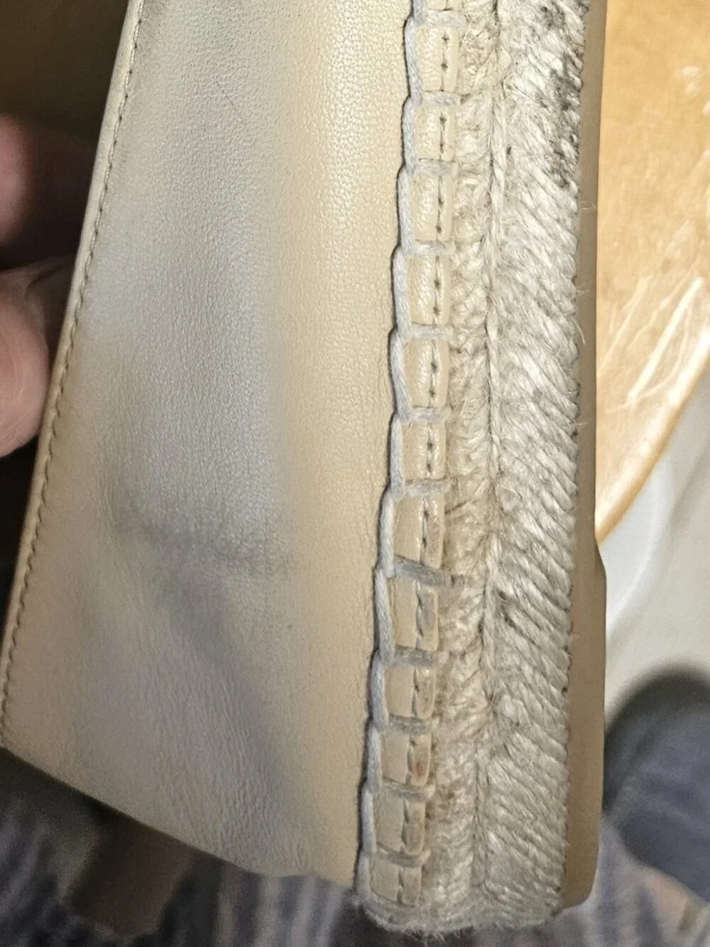 CHANEL Beige and Black Leather Espadrilles